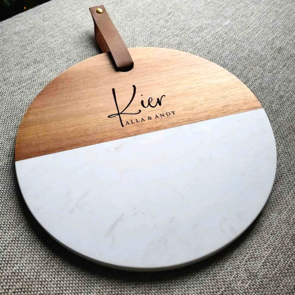 PERSONALIZED Charcuterie Board 10" Marble+Wood - Picture 5 of 5